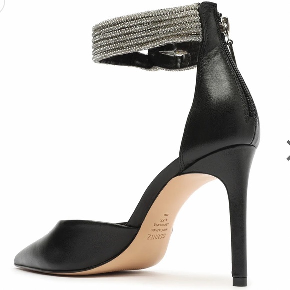 New Schutz x Anthropologie Linara 7 Black Nappa Leather Pointed Toe Pumps - Picture 4 of 12